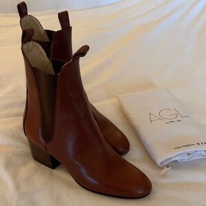 AGL Brown Leather Ankle Booties